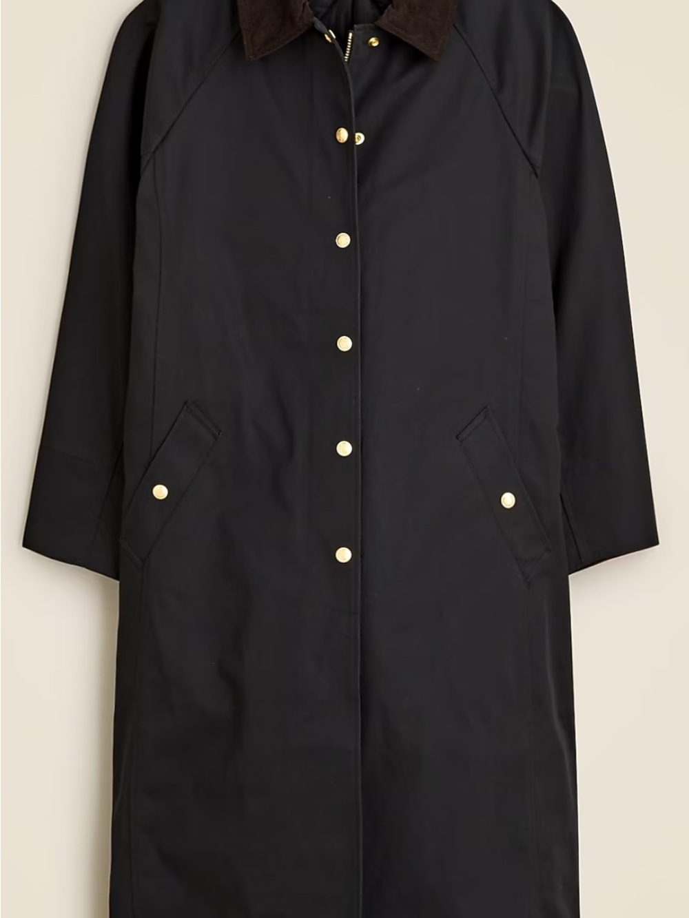 NWT J. Crew Black Waxed Trench Barn Coat Small with PURE technology
